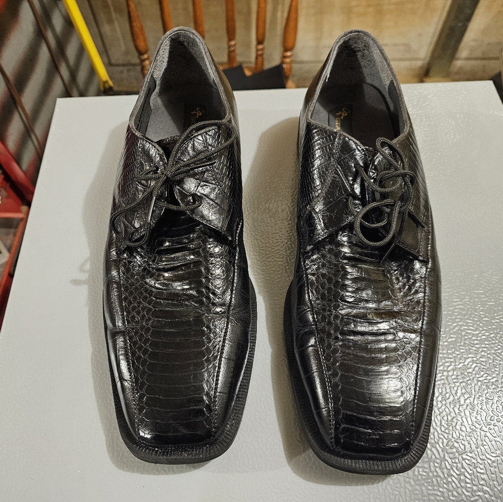 Men's Black Stacy Adams Snake Skin Dress Shoes